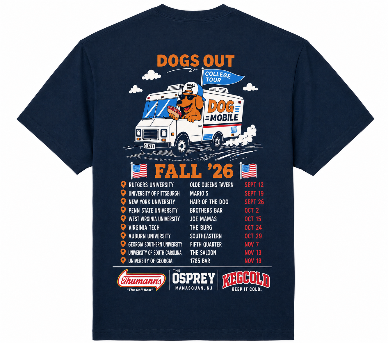 Dogs Out College Tour Fall '26 T-Shirt